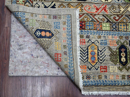 Grey 9'1" x 12'0" Tribal & Geometric Hand knotted Wool Rug - Sku: O022484