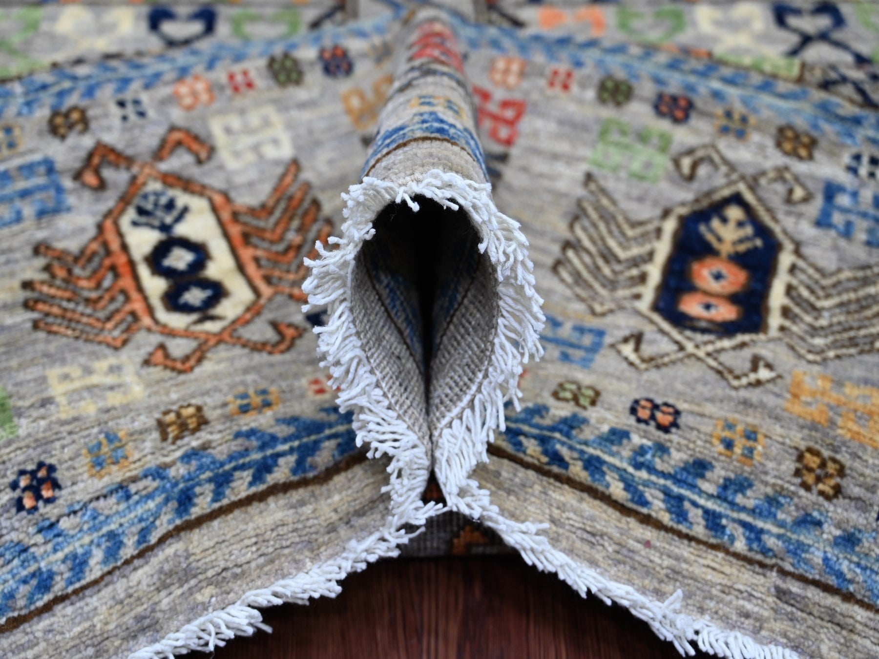 Ersari Tribal & Geometric hand-knotted wool rug in Gray, 9'1" x 12' — SKU O022484 (view 5)