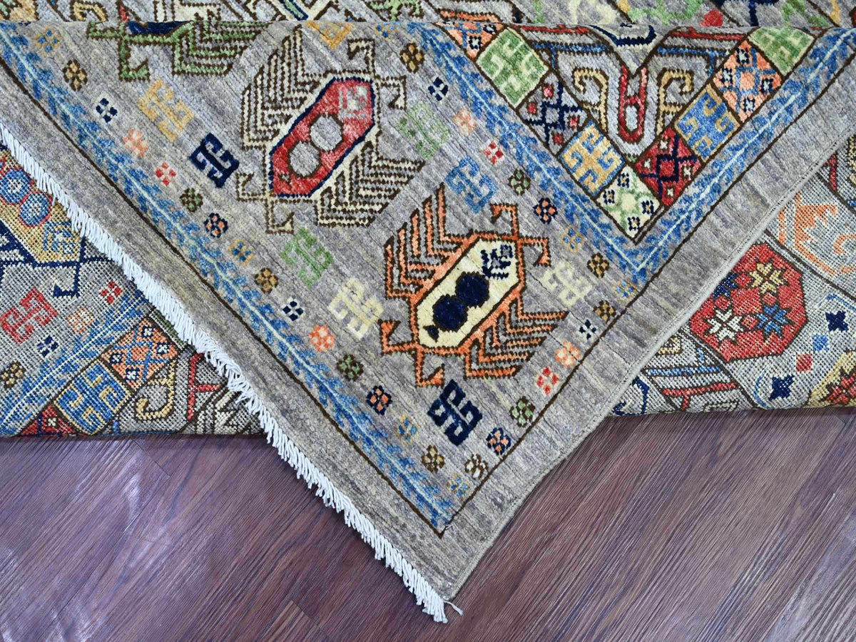 Ersari Tribal & Geometric hand-knotted wool rug in Gray, 9'1" x 12' — SKU O022484 (view 6)
