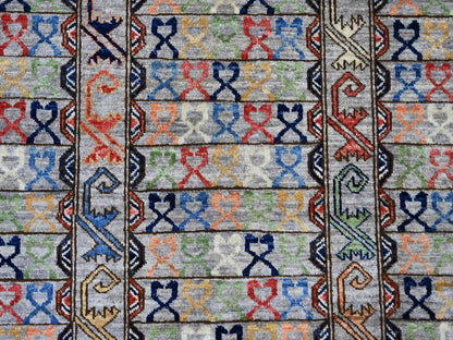 Ersari Tribal & Geometric hand-knotted wool rug in Gray, 9'1" x 12' — SKU O022484 (view 8)