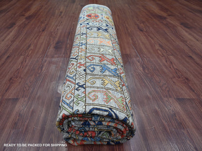 Grey 9'1" x 12'0" Tribal & Geometric Hand knotted Wool Rug - Sku: O022484