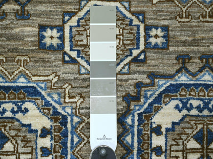 Ersari Tribal & Geometric hand-knotted wool rug in Gray & Blue, 4' x 5'11" — SKU O022485 (view 3)