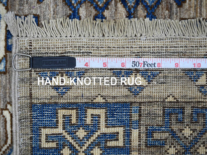 Ersari Tribal & Geometric hand-knotted wool rug in Gray & Blue, 4' x 5'11" — SKU O022485 (view 6)