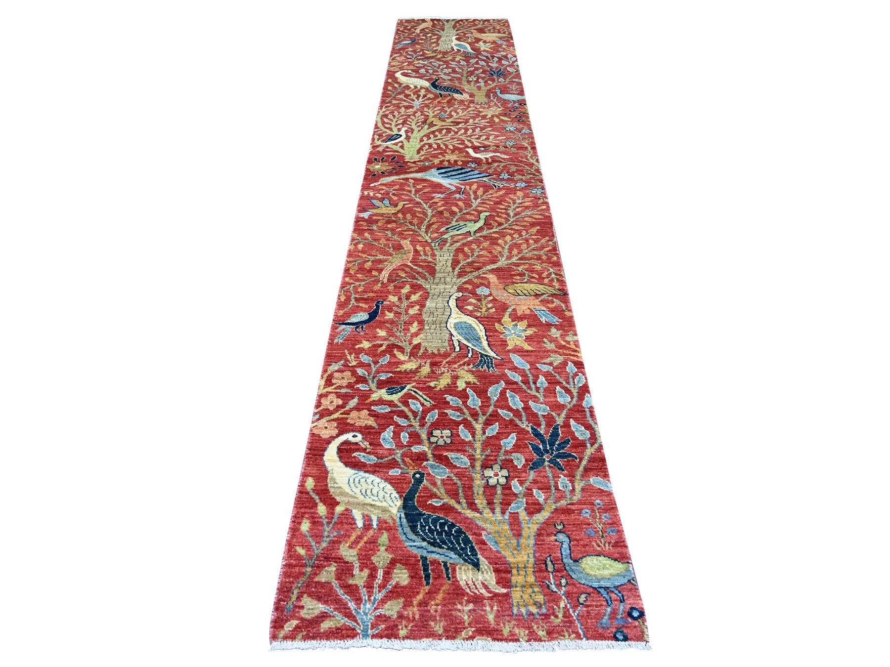 Peshawar Oushak hand-knotted wool runner in Red, 2'7" x 14'1" — SKU O022489