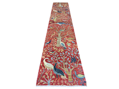 Peshawar Oushak hand-knotted wool runner in Red, 2'7" x 14'1" — SKU O022489