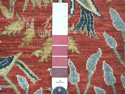 Peshawar Oushak hand-knotted wool runner in Red, 2'7" x 14'1" — SKU O022489 (view 3)