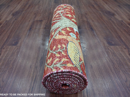 Peshawar Oushak hand-knotted wool runner in Red, 2'7" x 14'1" — SKU O022489 (view 4)