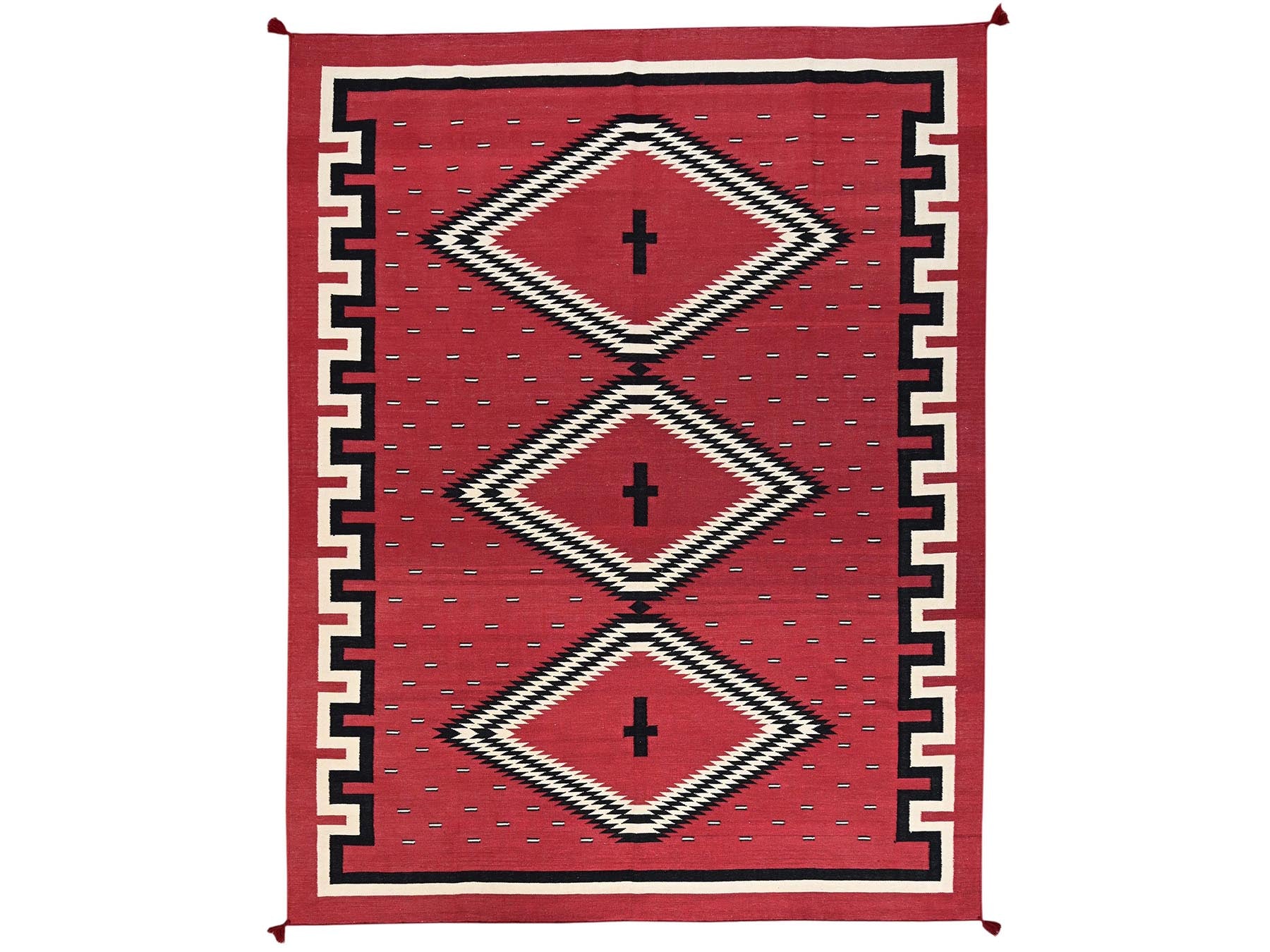 Red 9'1" x 11'7" Flat Weave Hand woven Wool Rug - Sku: O02248