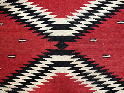 Flat-Weave hand-knotted wool rug in Red, 9'1" x 11'7" — SKU O02248 (view 4)
