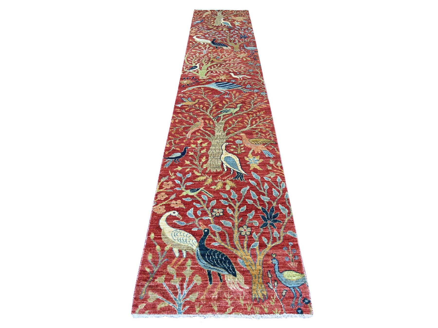 Peshawar Oushak hand-knotted wool runner in Red, 2'7" x 14'1" — SKU O022491