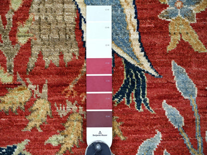 Peshawar Oushak hand-knotted wool runner in Red, 2'7" x 14'1" — SKU O022491 (view 3)