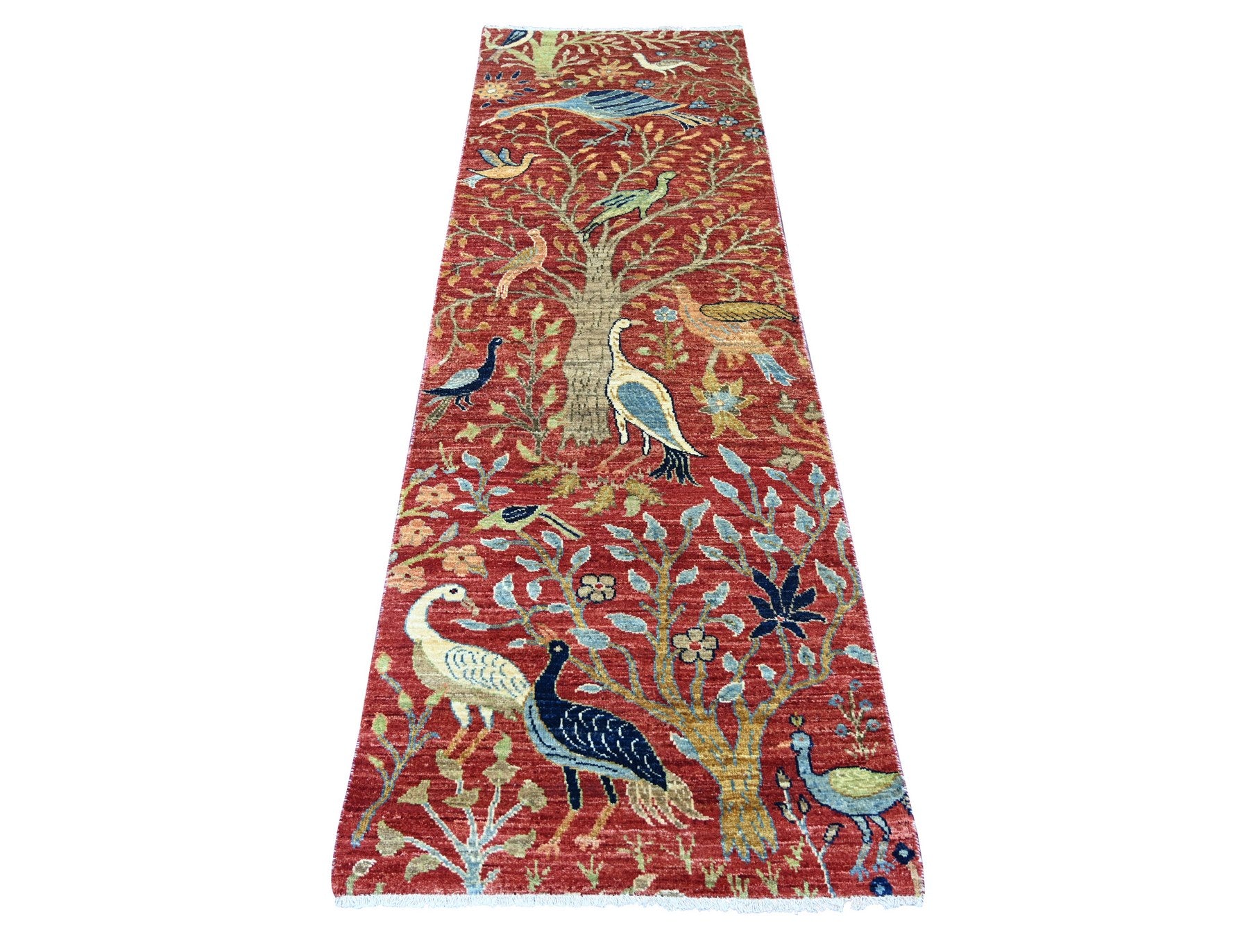 Peshawar Oushak hand-knotted wool runner in Red, 2'7" x 8' — SKU O022493