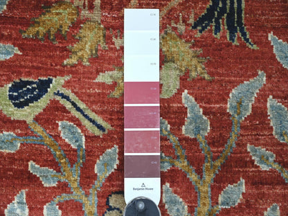Red 2'7" x 8'0" Oushak And Peshawar Hand knotted Wool Rug - Sku: O022493