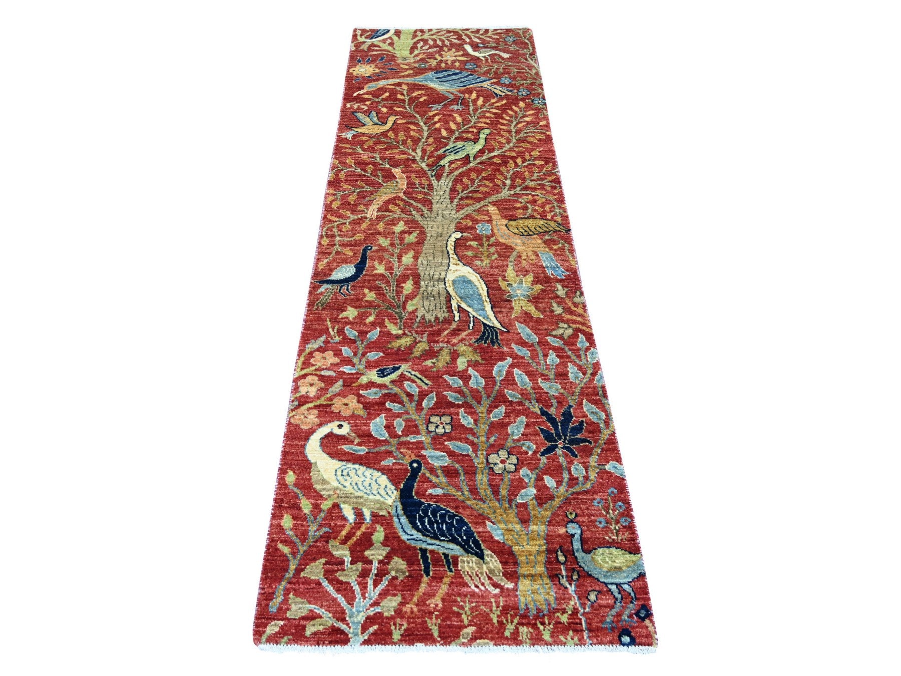 Red 2'6" x 8'1" Oushak And Peshawar Hand knotted Wool Rug - Sku: O022494