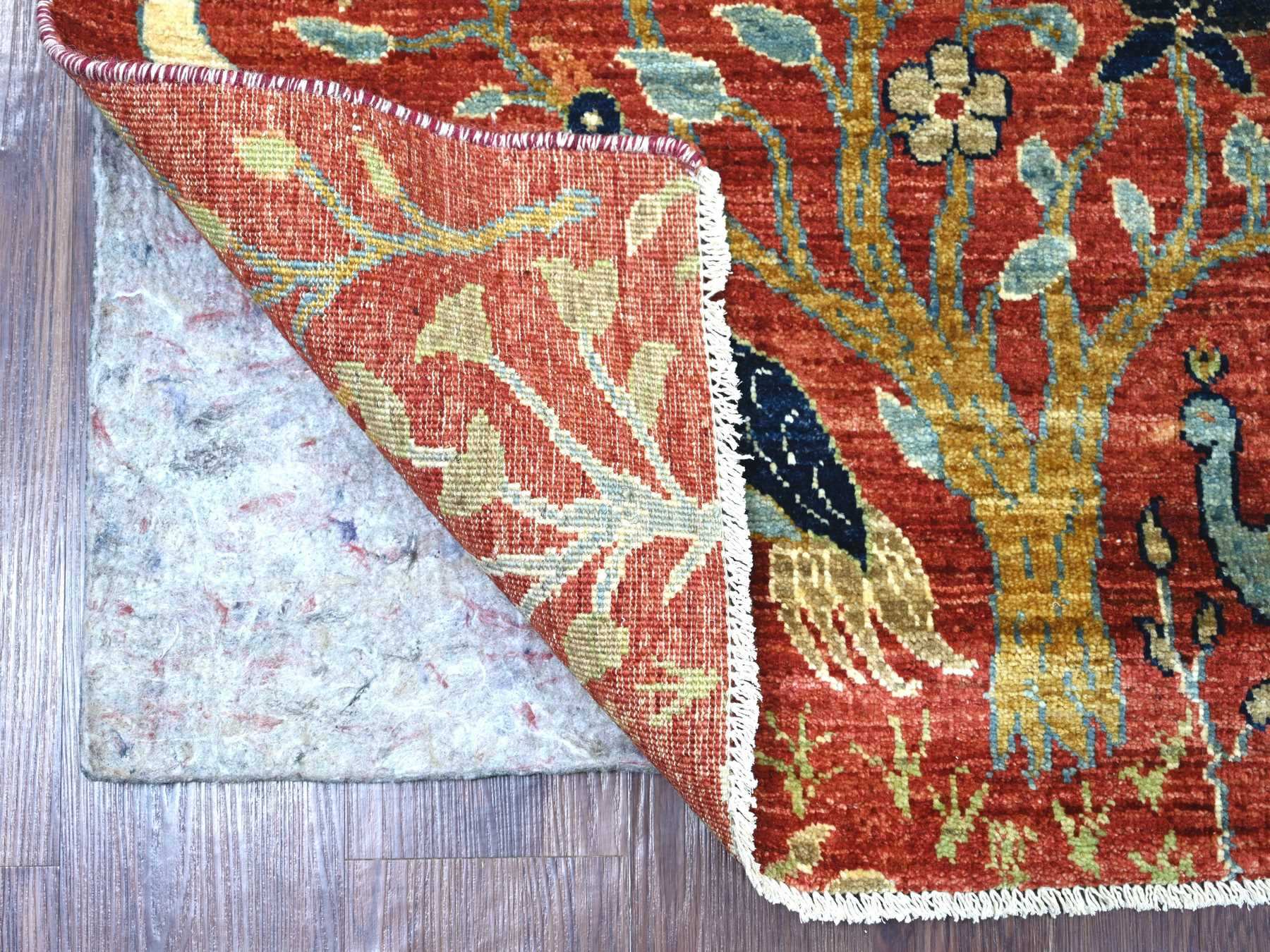 Red 2'6" x 8'1" Oushak And Peshawar Hand knotted Wool Rug - Sku: O022494