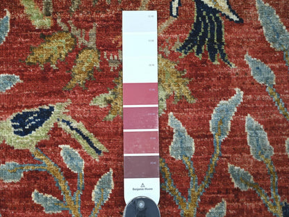 Red 2'6" x 8'1" Oushak And Peshawar Hand knotted Wool Rug - Sku: O022494