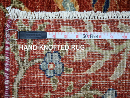 Red 2'6" x 8'1" Oushak And Peshawar Hand knotted Wool Rug - Sku: O022494