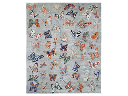 Peshawar Modern / Contemporary hand-knotted wool rug in Gray, 8' x 9'7" — SKU O022496