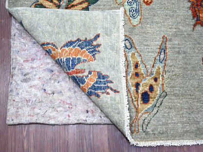 Grey 8'0" x 9'7" Modern and Contemporary Hand knotted Wool Rug - Sku: O022496