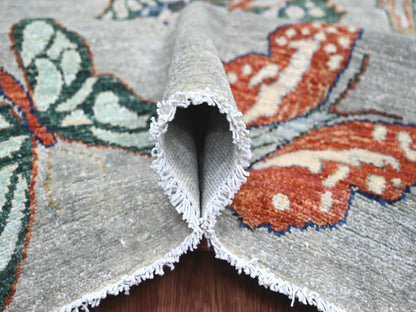Grey 8'0" x 9'7" Modern and Contemporary Hand knotted Wool Rug - Sku: O022496