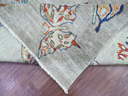 Grey 8'0" x 9'7" Modern and Contemporary Hand knotted Wool Rug - Sku: O022496