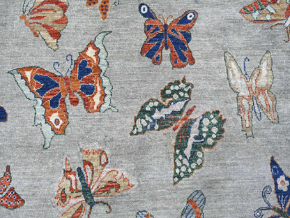 Peshawar Modern / Contemporary hand-knotted wool rug in Gray, 8' x 9'7" — SKU O022496 (view 8)