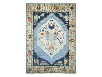 Blue 10'0" x 13'8" Tribal & Geometric Hand knotted Wool Rug - Sku: O022497