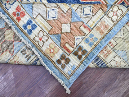 Blue 10'0" x 13'8" Tribal & Geometric Hand knotted Wool Rug - Sku: O022497
