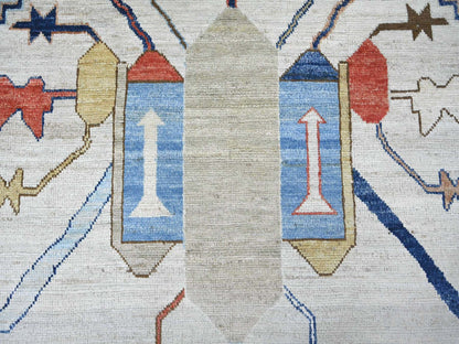 Blue 10'0" x 13'8" Tribal & Geometric Hand knotted Wool Rug - Sku: O022497