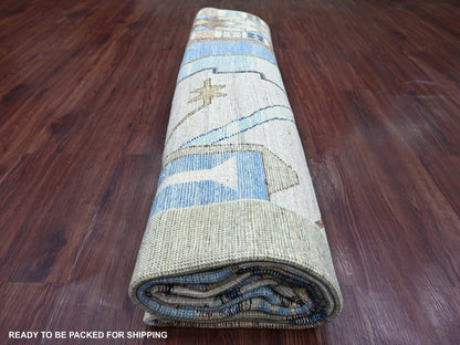 Blue 10'0" x 13'8" Tribal & Geometric Hand knotted Wool Rug - Sku: O022497