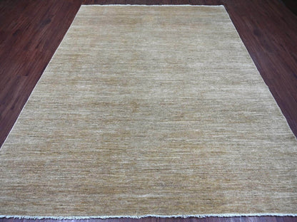 Brown 7'10" x 9'9" Modern and Contemporary Hand knotted Wool Rug - Sku: O022498