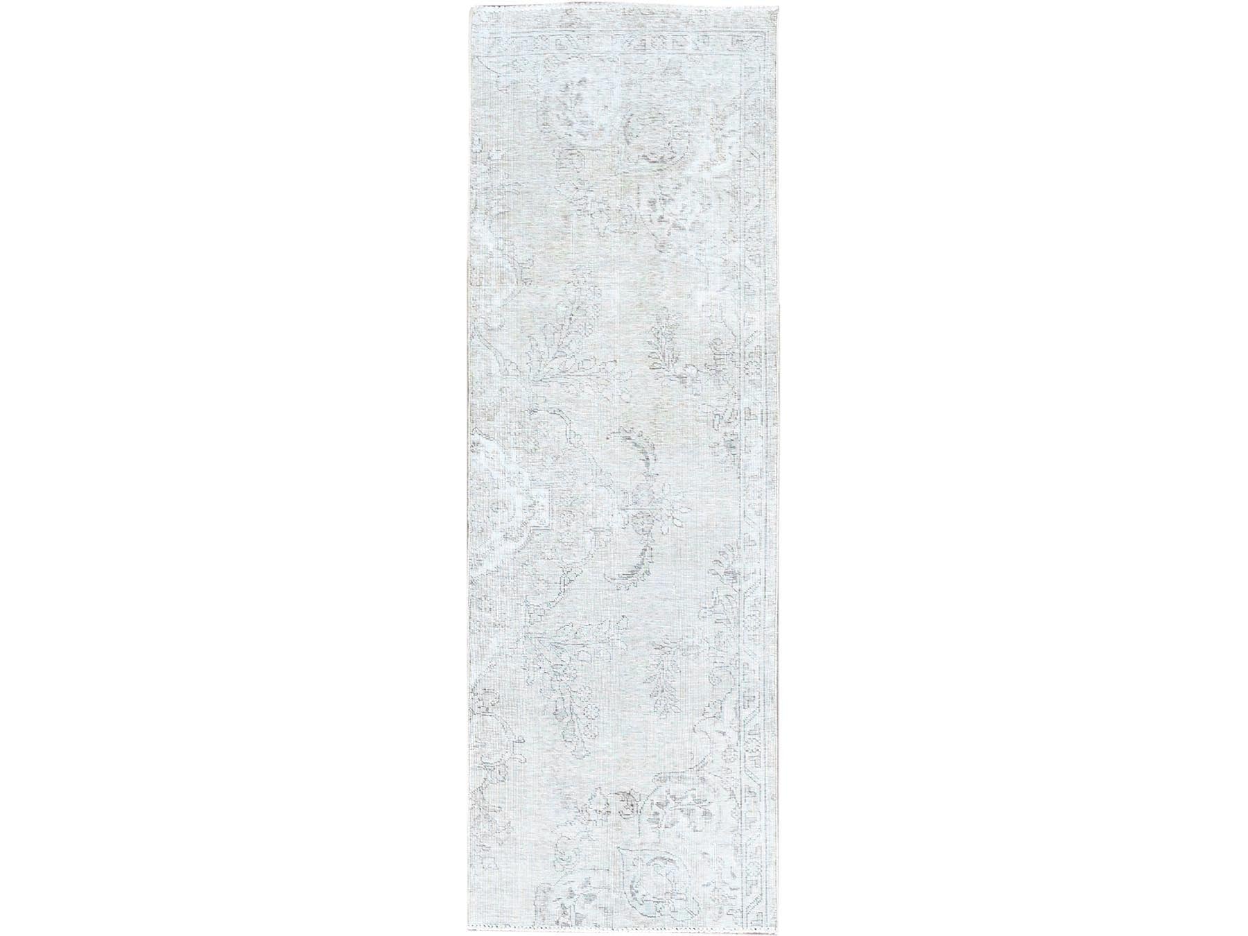 Tabriz Vintage hand-knotted wool runner in Ivory, 2'6" x 7'6", SKU O0224