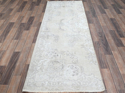 Tabriz Vintage hand-knotted wool runner in Ivory, 2'6" x 7'6", SKU O0224