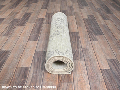 Ivory 2'6" x 7'6" Vintage Hand knotted Wool Rug - Sku: O0224