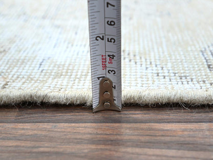 Ivory 2'6" x 7'6" Vintage Hand knotted Wool Rug - Sku: O0224