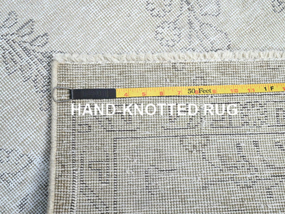 Ivory 2'6" x 7'6" Vintage Hand knotted Wool Rug - Sku: O0224