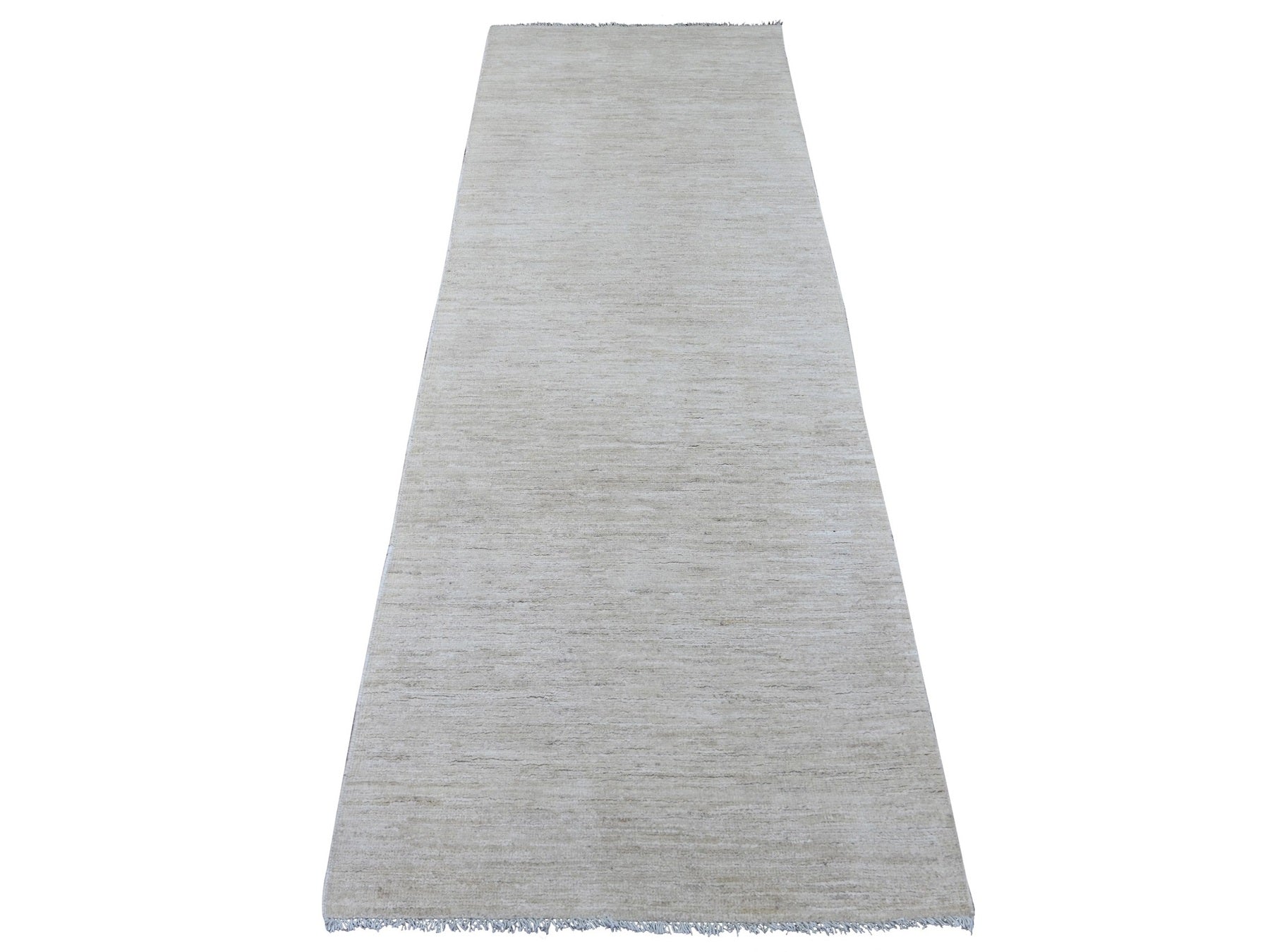 Ivory 2'10" x 8'0" Modern and Contemporary Hand knotted Wool Rug - Sku: O022501
