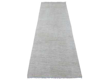 Ivory 2'10" x 8'0" Modern and Contemporary Hand knotted Wool Rug - Sku: O022501