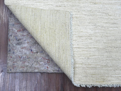 Ivory 2'10" x 8'0" Modern and Contemporary Hand knotted Wool Rug - Sku: O022501