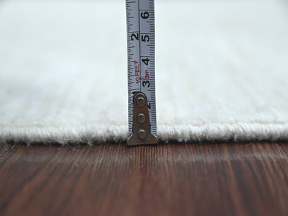 Ivory 2'10" x 8'0" Modern and Contemporary Hand knotted Wool Rug - Sku: O022501