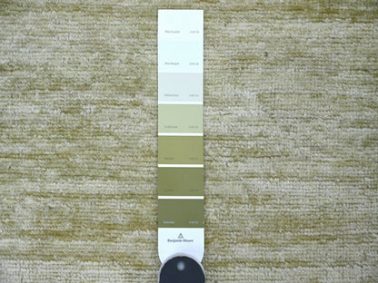 Modern / Contemporary hand-knotted wool rug in Green, 2'6" x 3' — SKU O022502 (view 3)