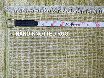 Green 2'6" x 3'0" Modern and Contemporary Hand knotted Wool Rug - Sku: O022502