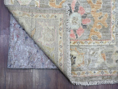 Brown 2'10" x 18'11" Oushak And Peshawar Hand knotted Wool Rug - Sku: O022505