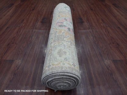 Brown 2'10" x 18'11" Oushak And Peshawar Hand knotted Wool Rug - Sku: O022505