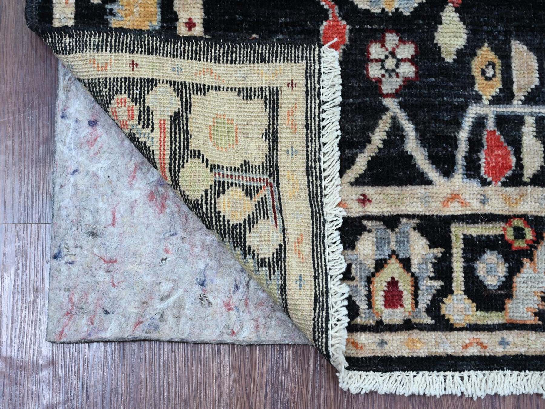 Black 2'8" x 8'0" Oushak And Peshawar Hand knotted Wool Rug - Sku: O022507