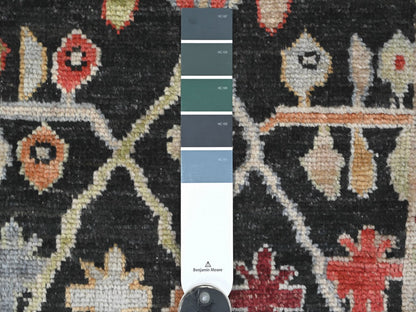 Black 2'8" x 8'0" Oushak And Peshawar Hand knotted Wool Rug - Sku: O022507