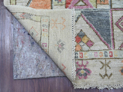 Tribal & Geometric hand-knotted wool runner in Gray, 2'8" x 11'9" — SKU O022509 (view 2)