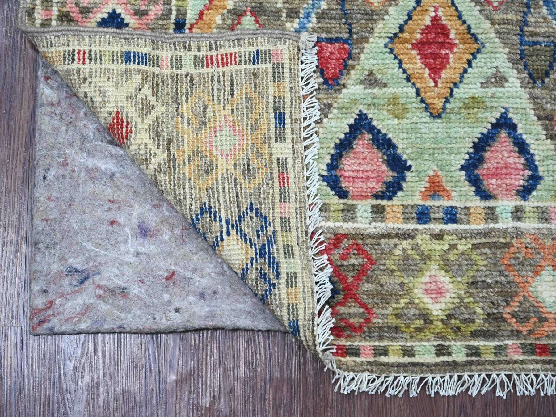 Tribal & Geometric hand-knotted wool runner in Gray, 3' x 7'10" — SKU O022510 (view 2)