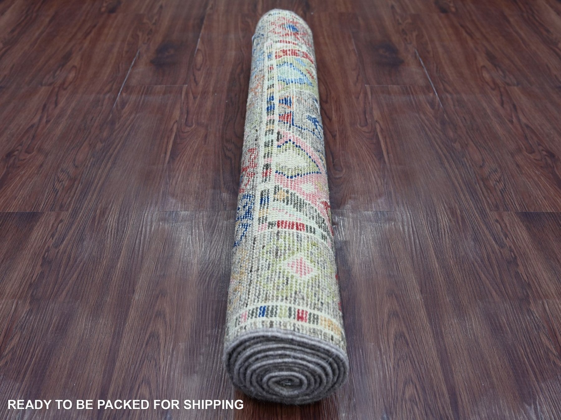 Tribal & Geometric hand-knotted wool runner in Gray, 3' x 7'10" — SKU O022510 (view 4)