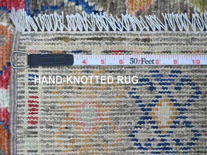 Tribal & Geometric hand-knotted wool runner in Gray, 3' x 7'10" — SKU O022510 (view 6)
